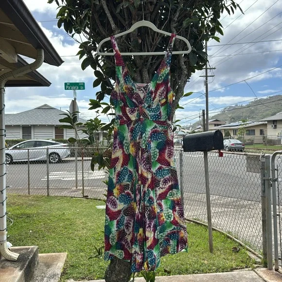 Jams World Knee Length Dress RN 40179 SHASTA Feather Print Size M - Picture 11 of 12